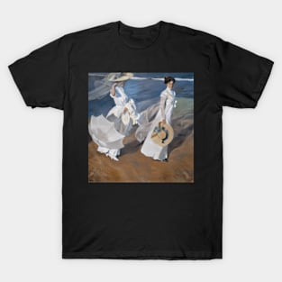 Joaquin Sorolla Y Bastida - Strolling Along The Seashore (1909) T-Shirt